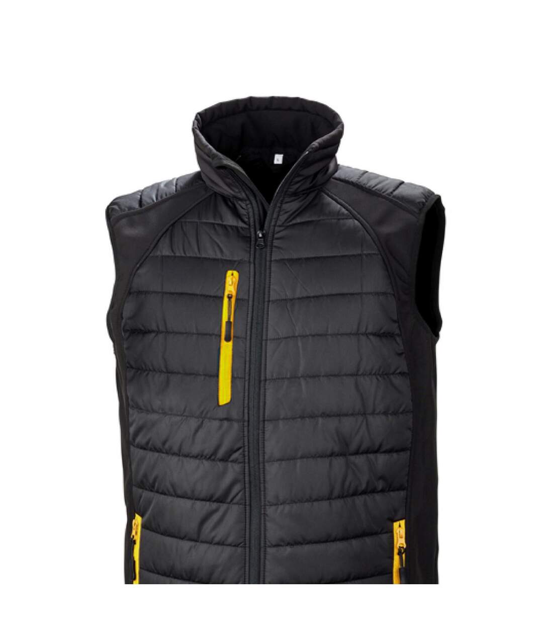 Doudoune Sans Manches Compass Homme Noir Jaune Result Genuine Recycled-2