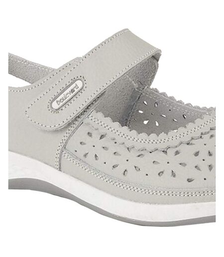 Boulevard Womens/Ladies Wide Fitting Window Back Punched Bar Shoes (Light Grey) - UTDF1426