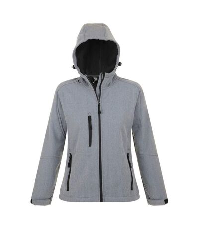 SOLS Womens/Ladies Replay Hooded Soft Shell Jacket (Breathable, Windproof And Water Resistant) (Grey Marl) - UTPC411
