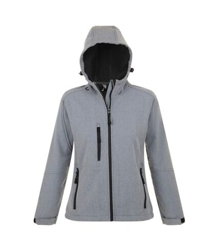 SOLS Womens/Ladies Replay Hooded Soft Shell Jacket (Breathable, Windproof And Water Resistant) (Grey Marl) - UTPC411