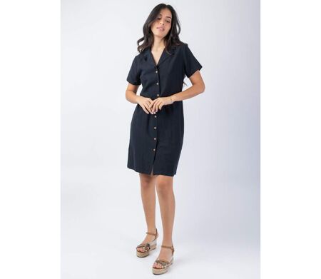 Robe courte style tailleur Albertine unie noire Coton Du Monde