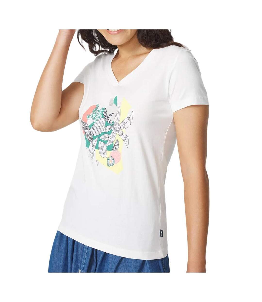 T-shirt blanc femme tbs lugditee - l-1
