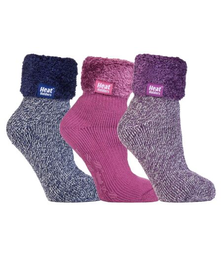 Heat Holders - 3 Pairs Ladies Non Slip Low Cut Slipper Socks
