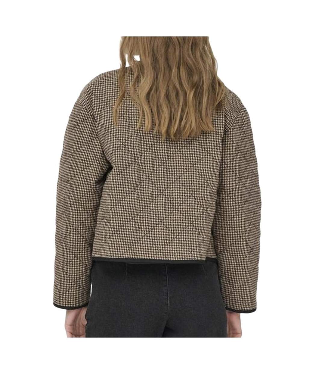 Veste beige/marron femme jdy quilted shacket-2