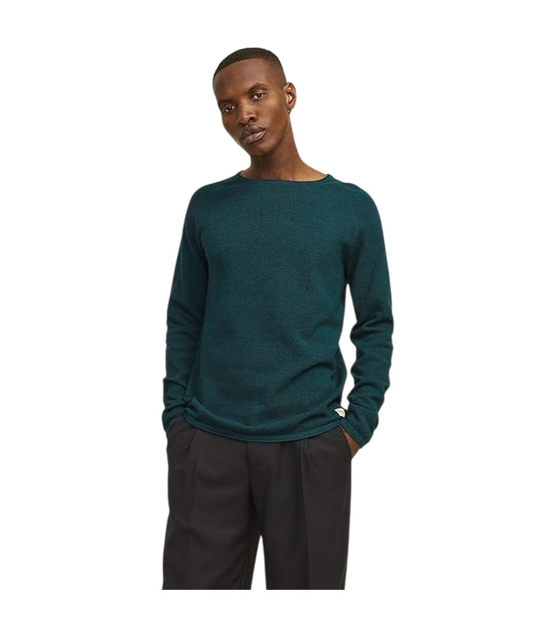 Mens Textured Regular Raglan Jumper Deep Teal Jack And Jones-4