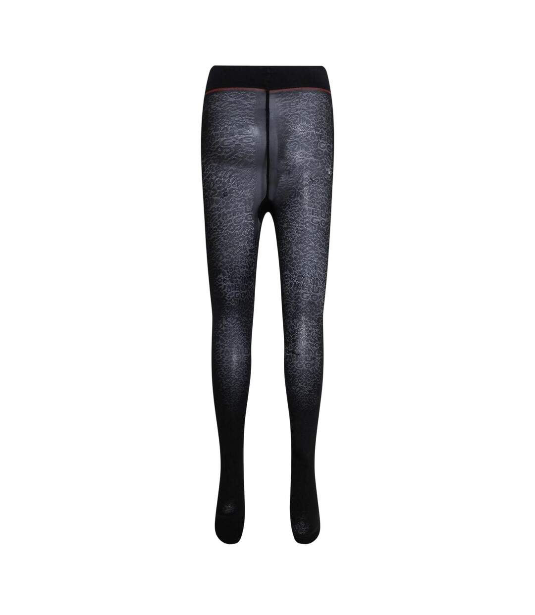 Womens/ladies Logo Leopard Print Tights Black Hugo-2