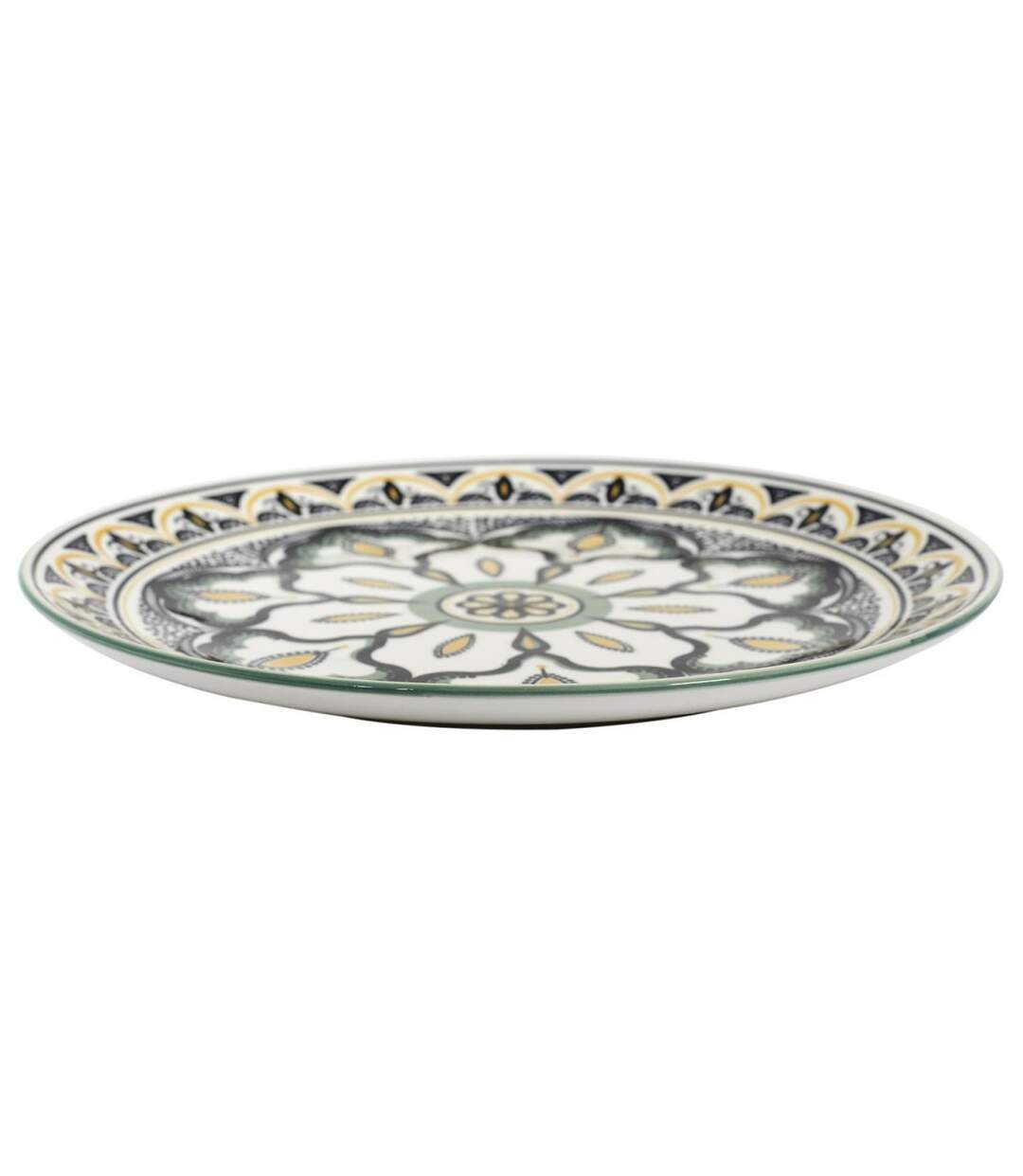 Lot de 6 Assiettes Plates Mandala 26cm Vert-2