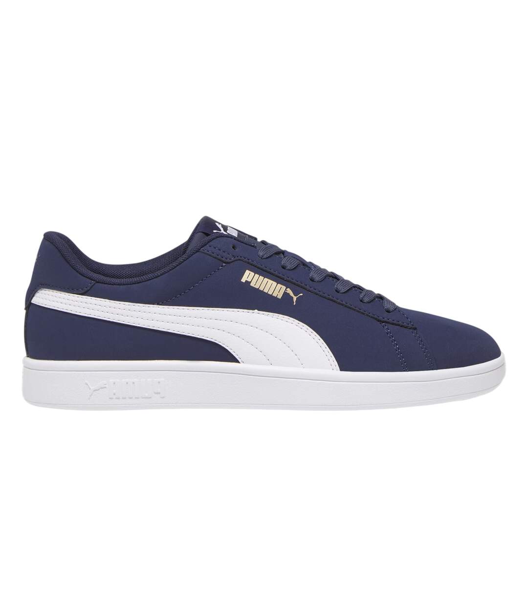 Mens Smash 3.0 Synthetic Nubuck Low Flat Trainers Navy White Puma-1