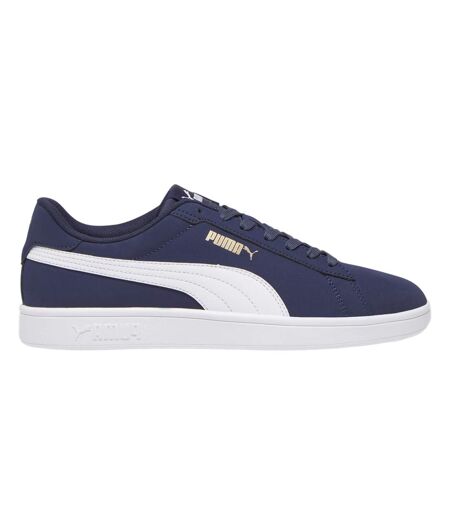 Mens Smash 3.0 Synthetic Nubuck Low Flat Trainers Navy White Puma