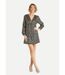 Robe courte motif métallisé col V-1