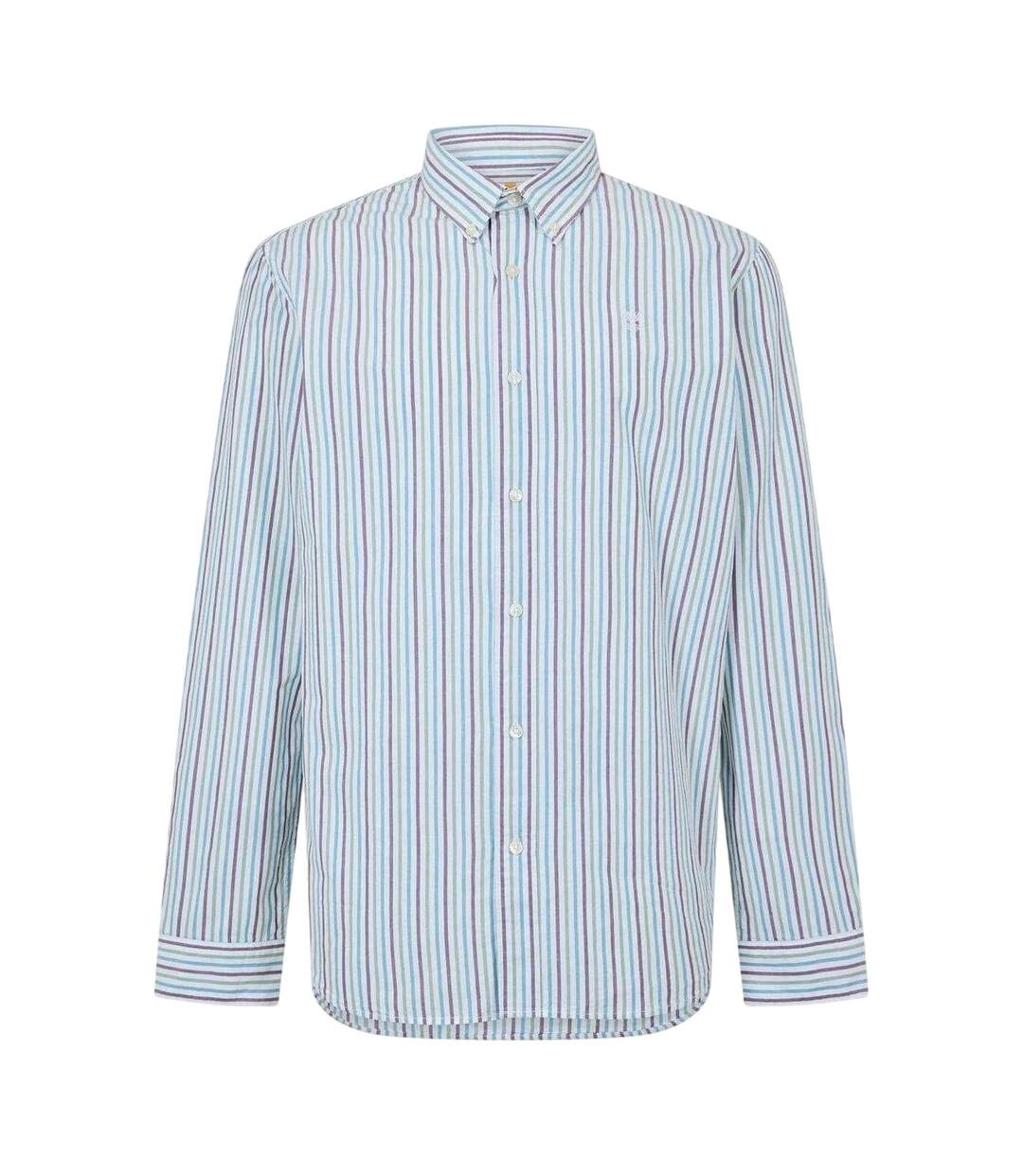 Mens Striped Collared Long-sleeved Button-down Shirt White Timberland-2