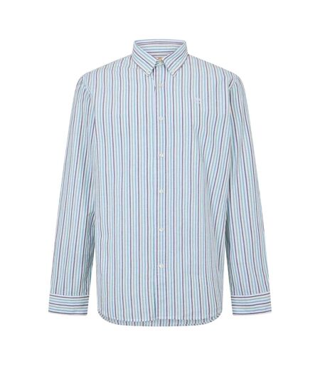 Mens Striped Collared Long-sleeved Button-down Shirt White Timberland