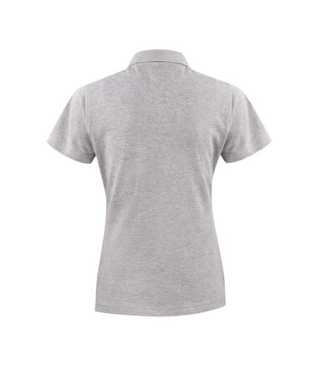 Womens/ladies Surf Polo Shirt Grey Melange Printer