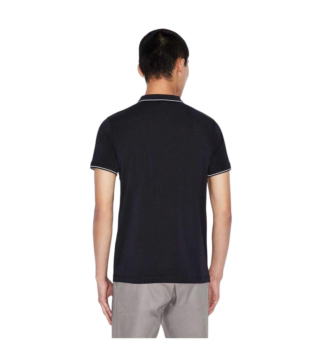 Mens Stripe Quarter Zip Polo Shirt Dark Navy Armani Exchange-2