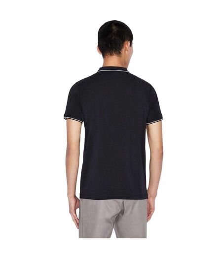 Mens Stripe Quarter Zip Polo Shirt Dark Navy Armani Exchange