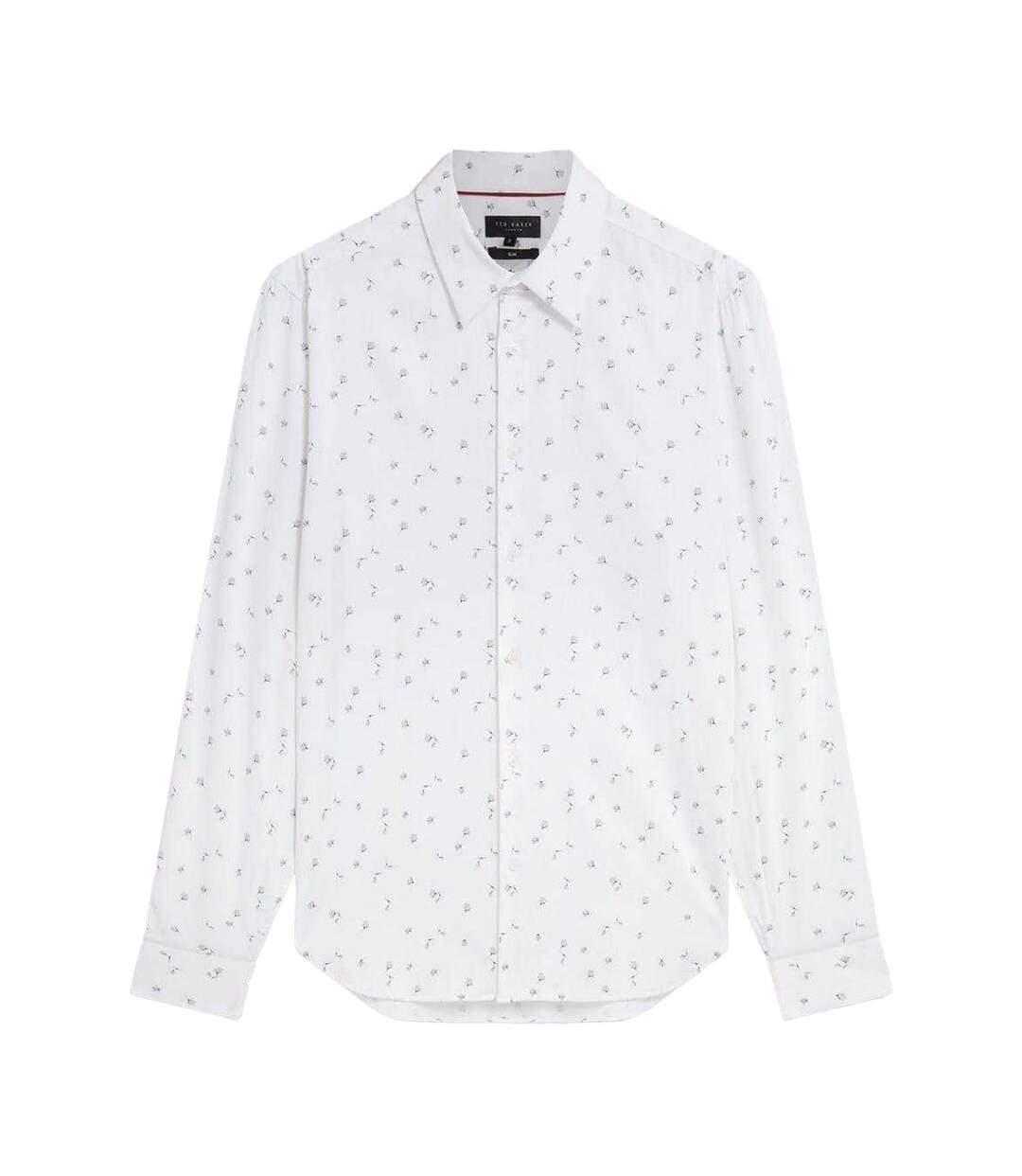 Mens Floral Slim Long-sleeved Shirt White Ted Baker-2