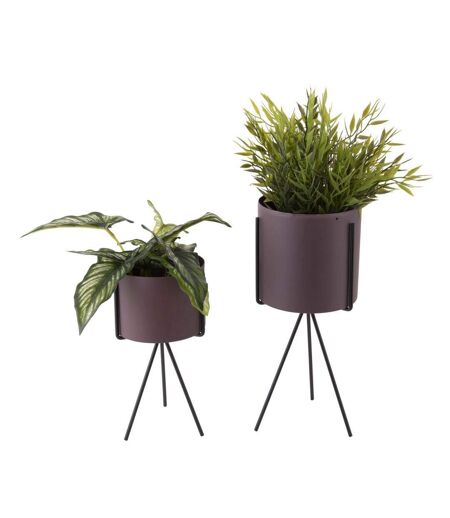 Set de 2 supports à plantes ronds Pedestal Violet