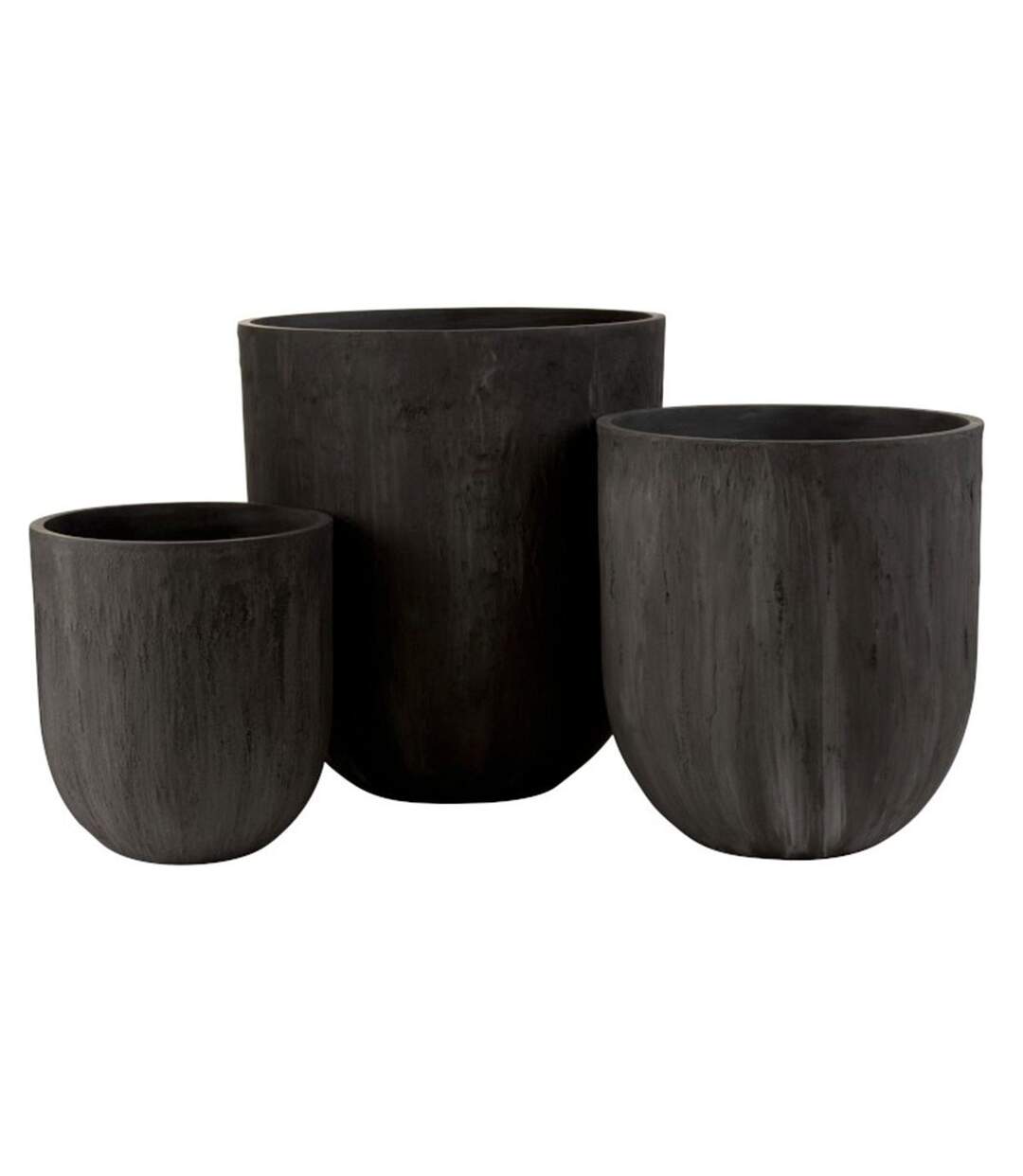 Lot de 3 Vases Ronds Design Zera 61cm Noir-1
