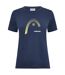 Womens/ladies Club Lara Graphic Print T-shirt Navy Head-1