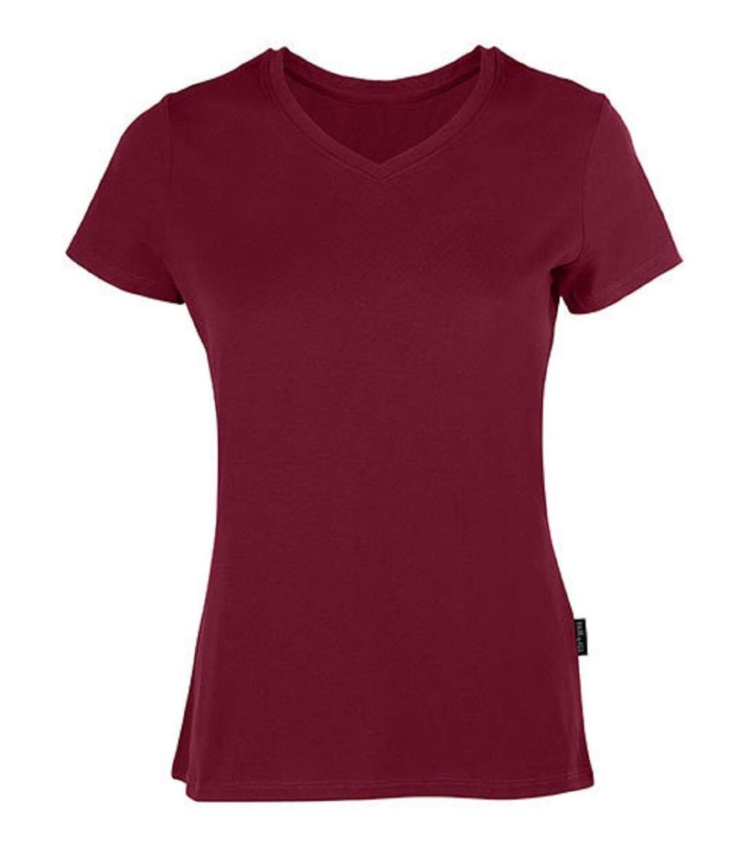 T-shirt manches courtes col V - Femme - HRM202 - rouge bordeaux