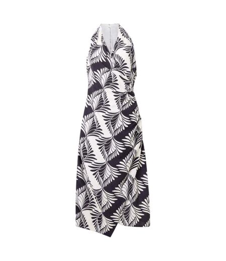 Robe Portefeuille Motif/style Imprimé Feuille Ariette Femme Noir Crème French Connection
