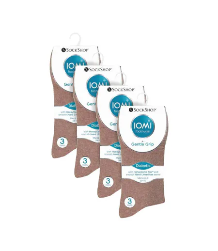 12 Pairs Mens Gentle Grip Top Diabetic Socks | Non Elastic Cotton Socks