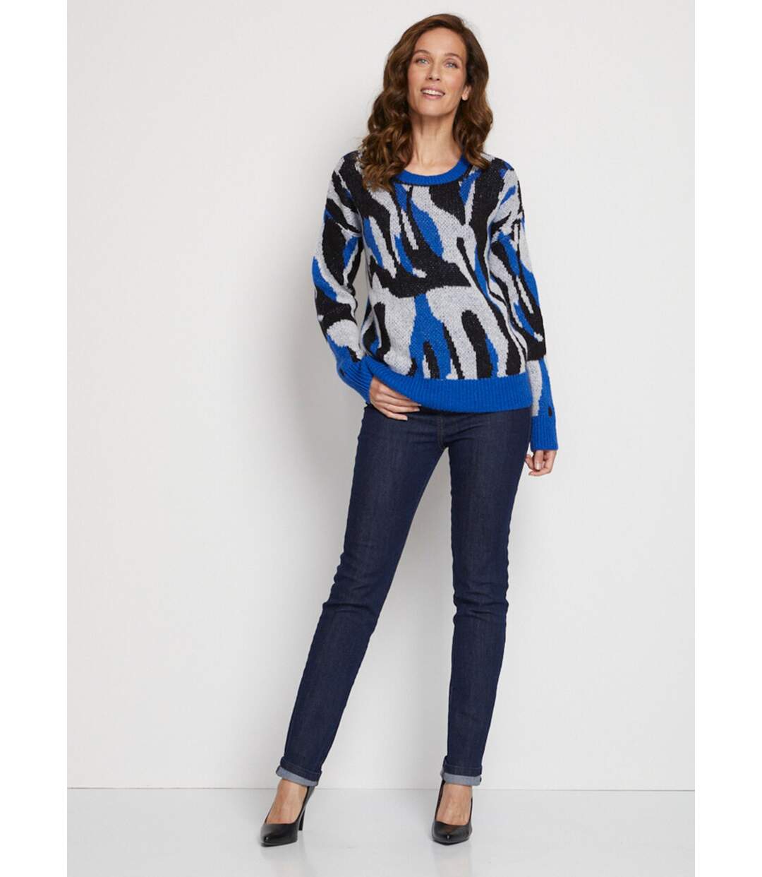 Pull doux jacquard maille poilue-4