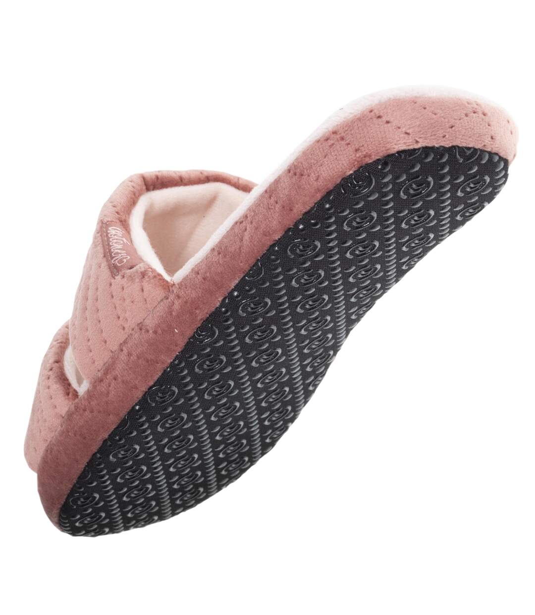 Isotoner Chaussons extra-light sandales femme en microvelours et semelle à picots antidérapants-5