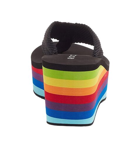 Womens/ladies Webbing Sandals Black Multicoloured Rocket Dog