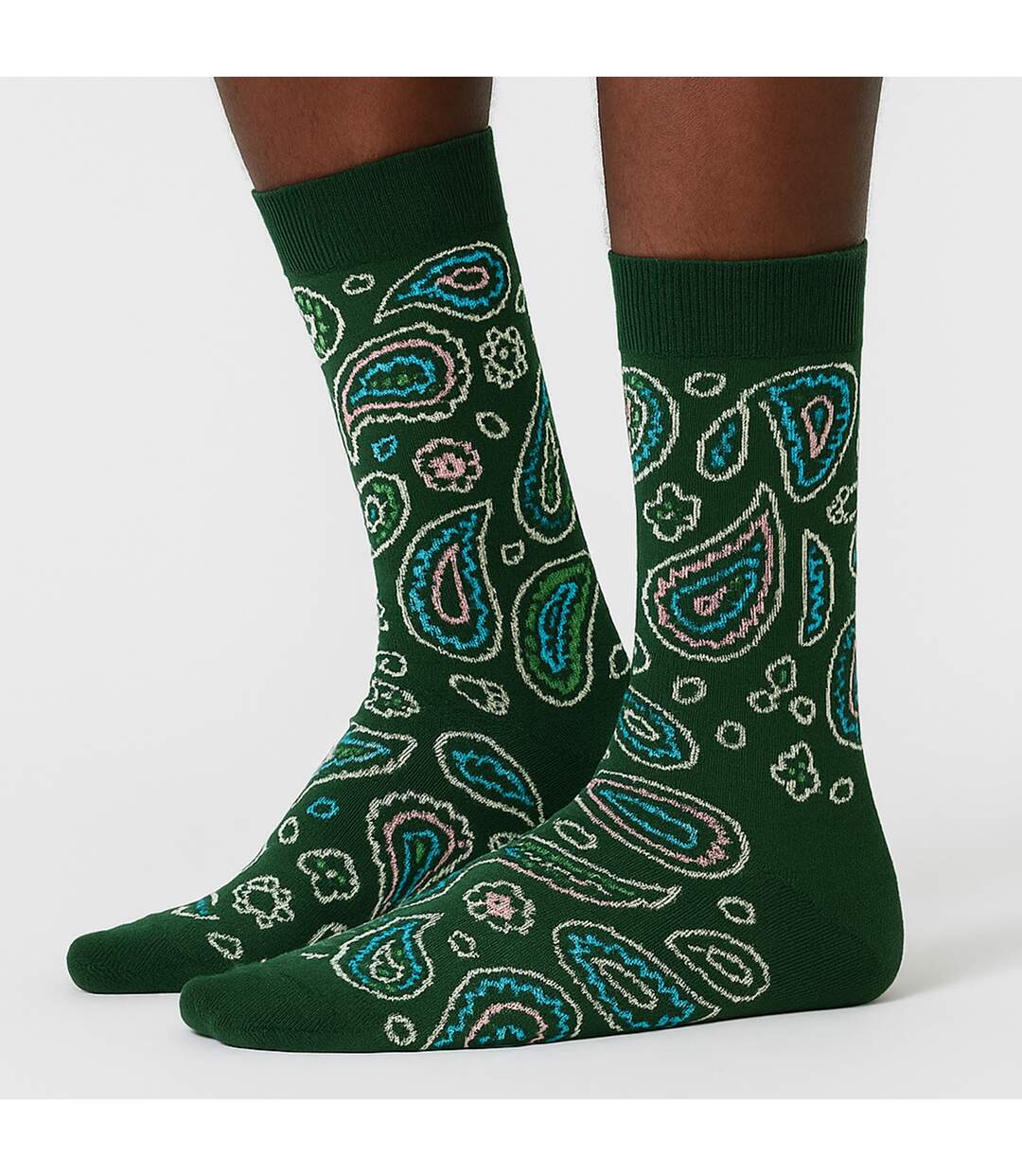 1 Pack Mens & Ladies Cotton Green Paisley Design Socks-3