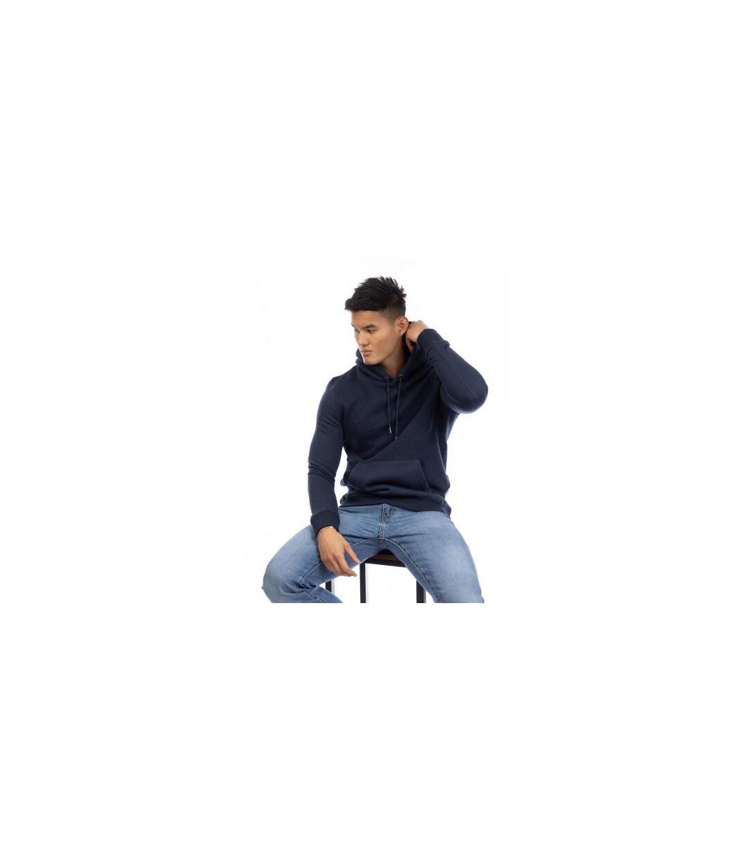 Mens Cotton Regular Hoodie Dark Navy Peter Werth-1