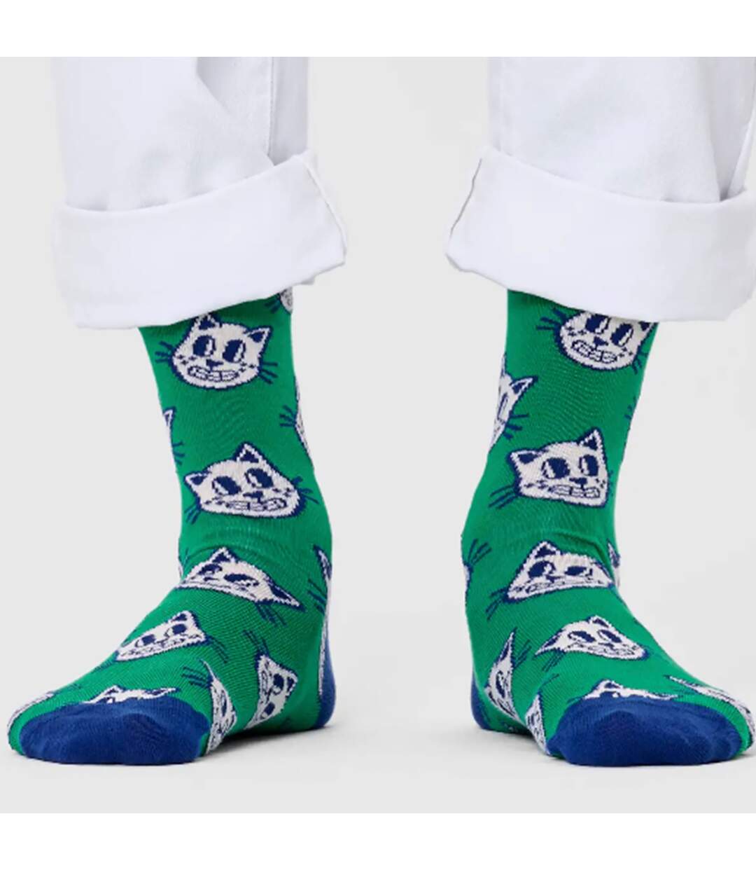1 Pack Mens & Ladies Cotton Green Cat Design Socks-4