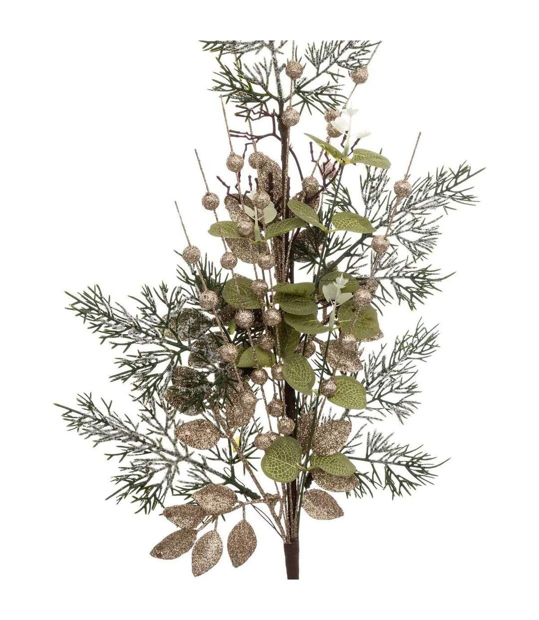 Branche de Feuilles Marron Glacé 75cm Vert & Beige-2