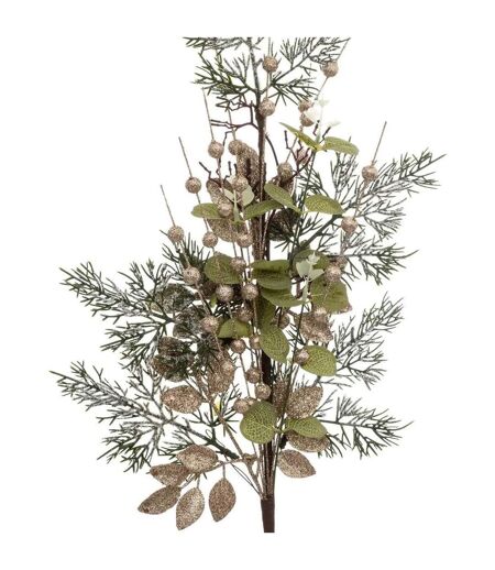 Branche de Feuilles Marron Glacé 75cm Vert & Beige