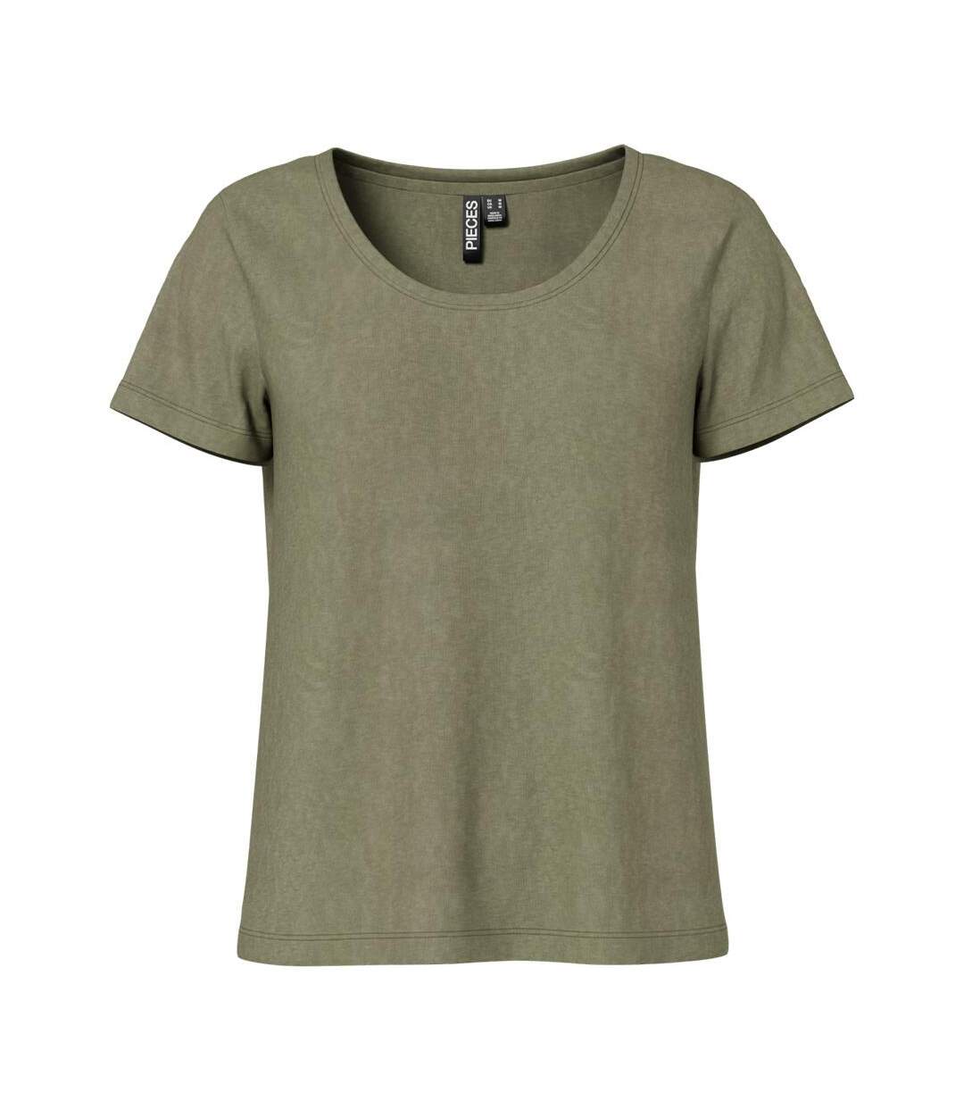 T-Shirt kaki femme pieces sophie-1