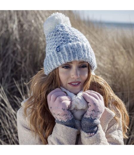 Ladies Fleece Lined Cuffed Thermal Winter Bobble Hat with Pom Pom