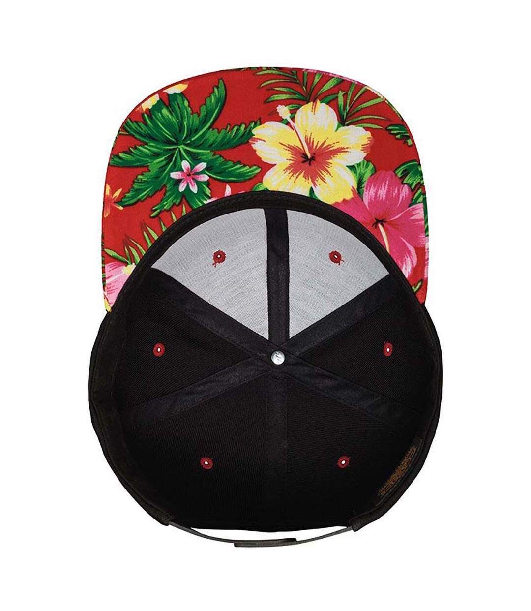 Mens fashion print premium snapback cap black/ floral red Yupoong