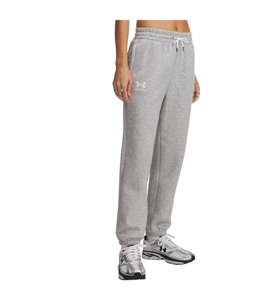 Womens/ladies Performance Fleece Tapered Tracksuit Bottoms Grey Under Armour-1