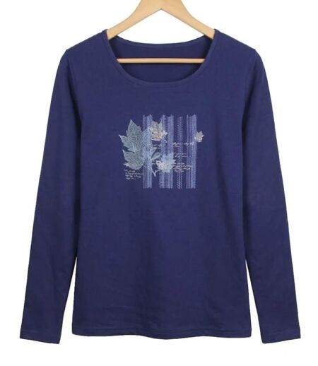 Tee-shirt MAYFLOWER NAVY2 marine à sérigraphie : le confort créatif