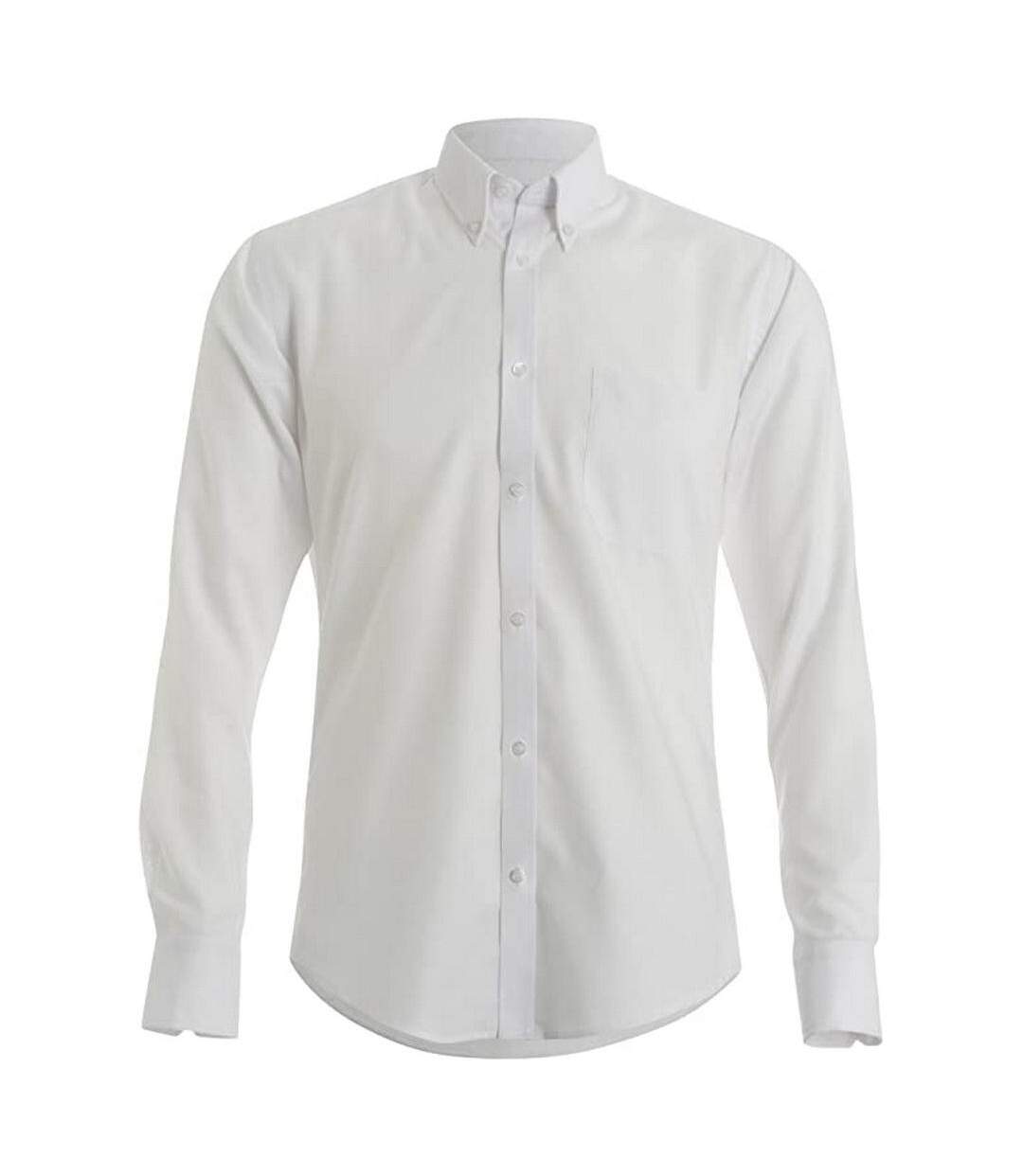 Chemise À Manches Longues Oxford Slim Pour Hommes Blanc Kustom Kit-1