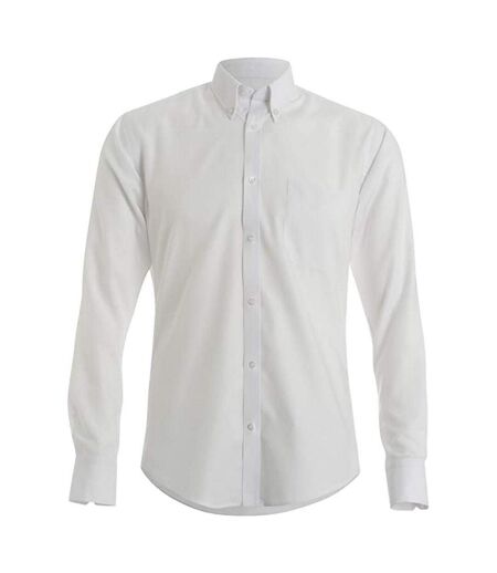 Chemise À Manches Longues Oxford Slim Pour Hommes Blanc Kustom Kit