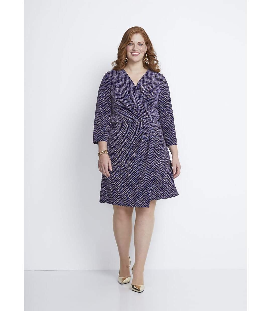 Robe courte effet cache-coeur maille pailletée-1