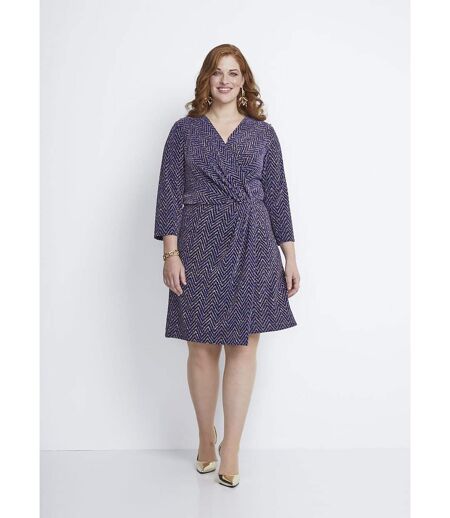 Robe courte effet cache-coeur maille pailletée