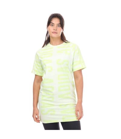 Womens/ladies essentials all-over print t-shirt lime Adidas