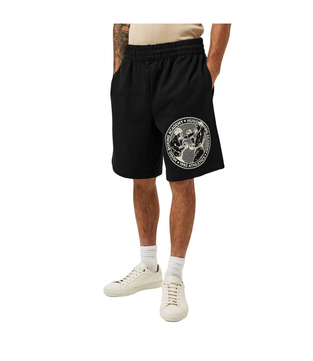 Mens Dubox Graphic Print Boxing Shorts Black Hugo-4