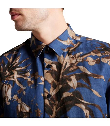 Unisex Adult Belmar Linen Blend Short-sleeved Shirt Navy Ted Baker