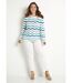 Pull doux col rond reliefé rayé point mousse-3