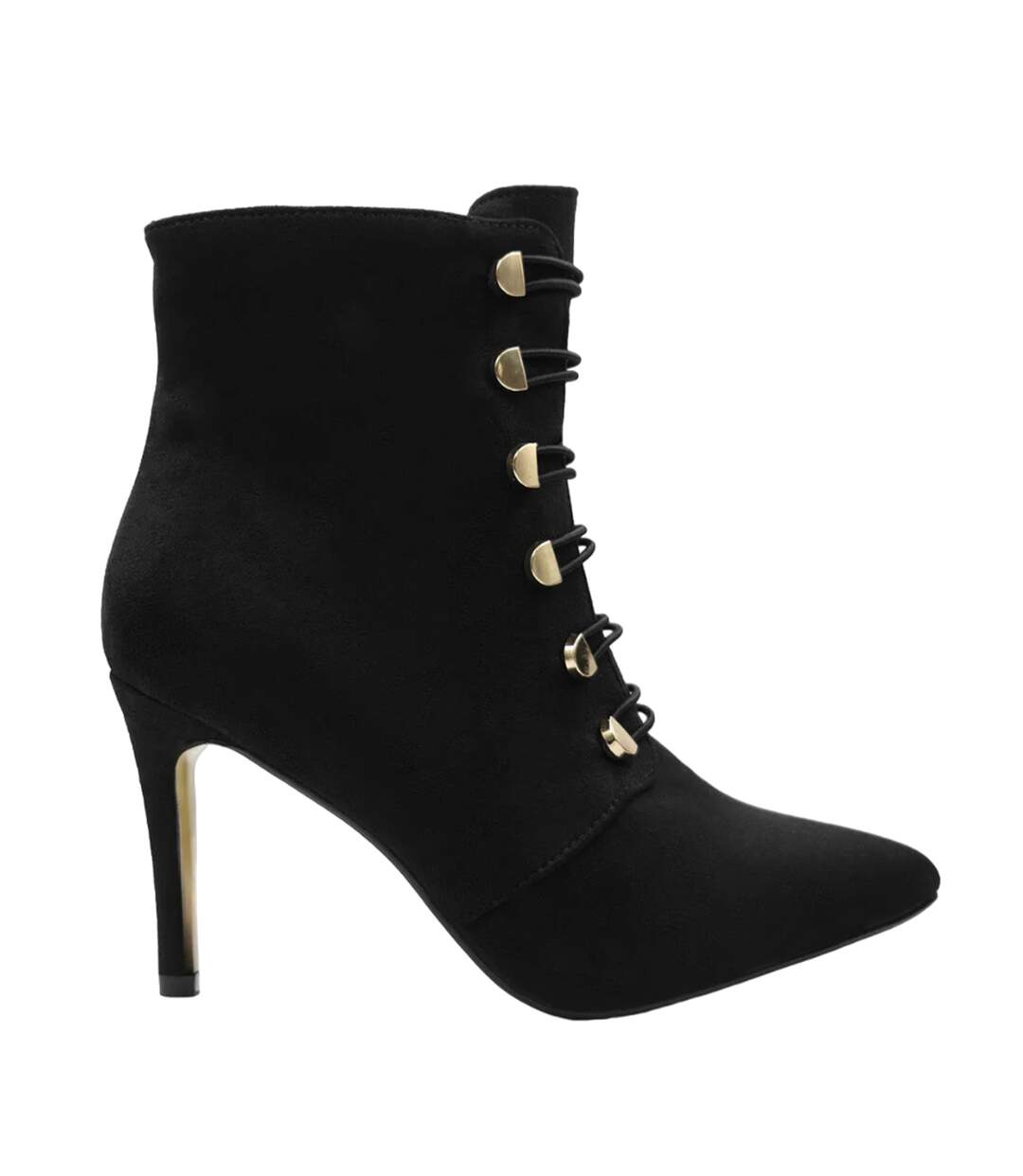 Womens/ladies blythe faux suede pointed button detail mid heel ankle boots black Where´s That From-1