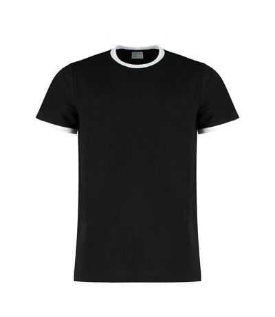 T-shirt ringer homme noir / blanc Kustom Kit