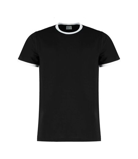 T-shirt ringer homme noir / blanc Kustom Kit